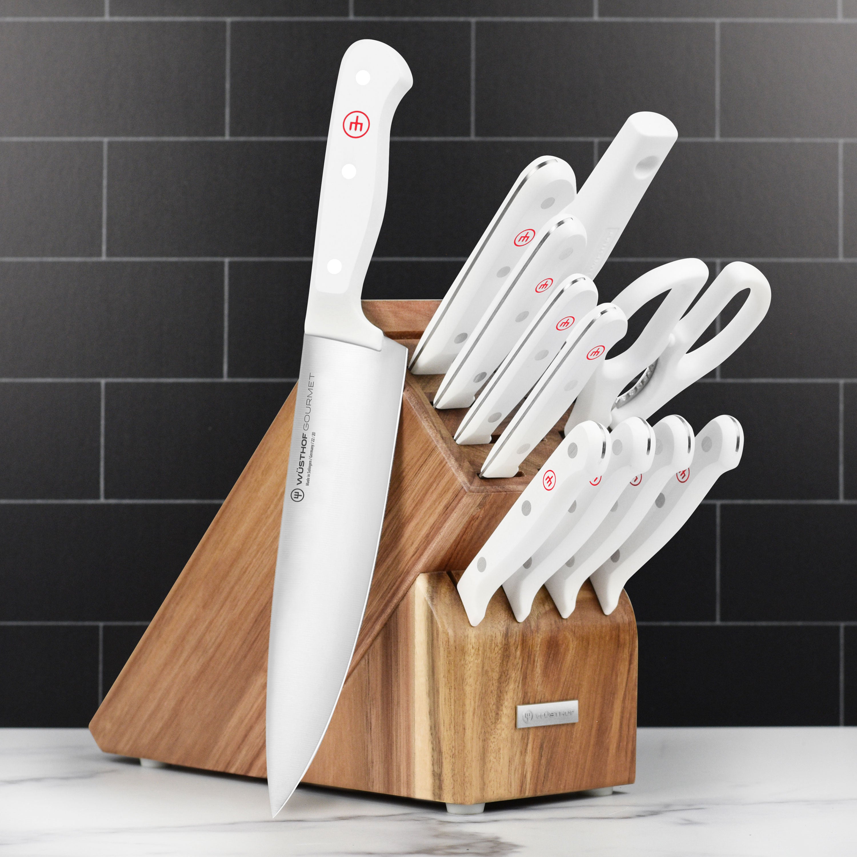 Wusthof Gourmet White Knife Set - 12 Piece Block – Cutlery and More