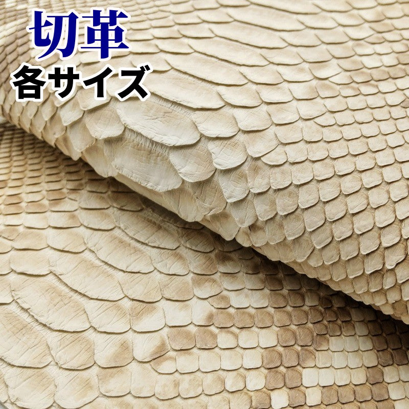 ヘビ革/白×茶（ハーフブリーチ・white・brown）の革素材を販売