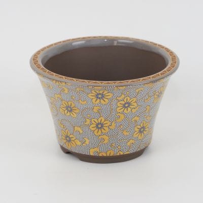 盆栽鉢 九谷焼 白粒鉄仙 4号 幅12.5cm×高さ7.8cmを販売｜盆栽妙 – 盆栽