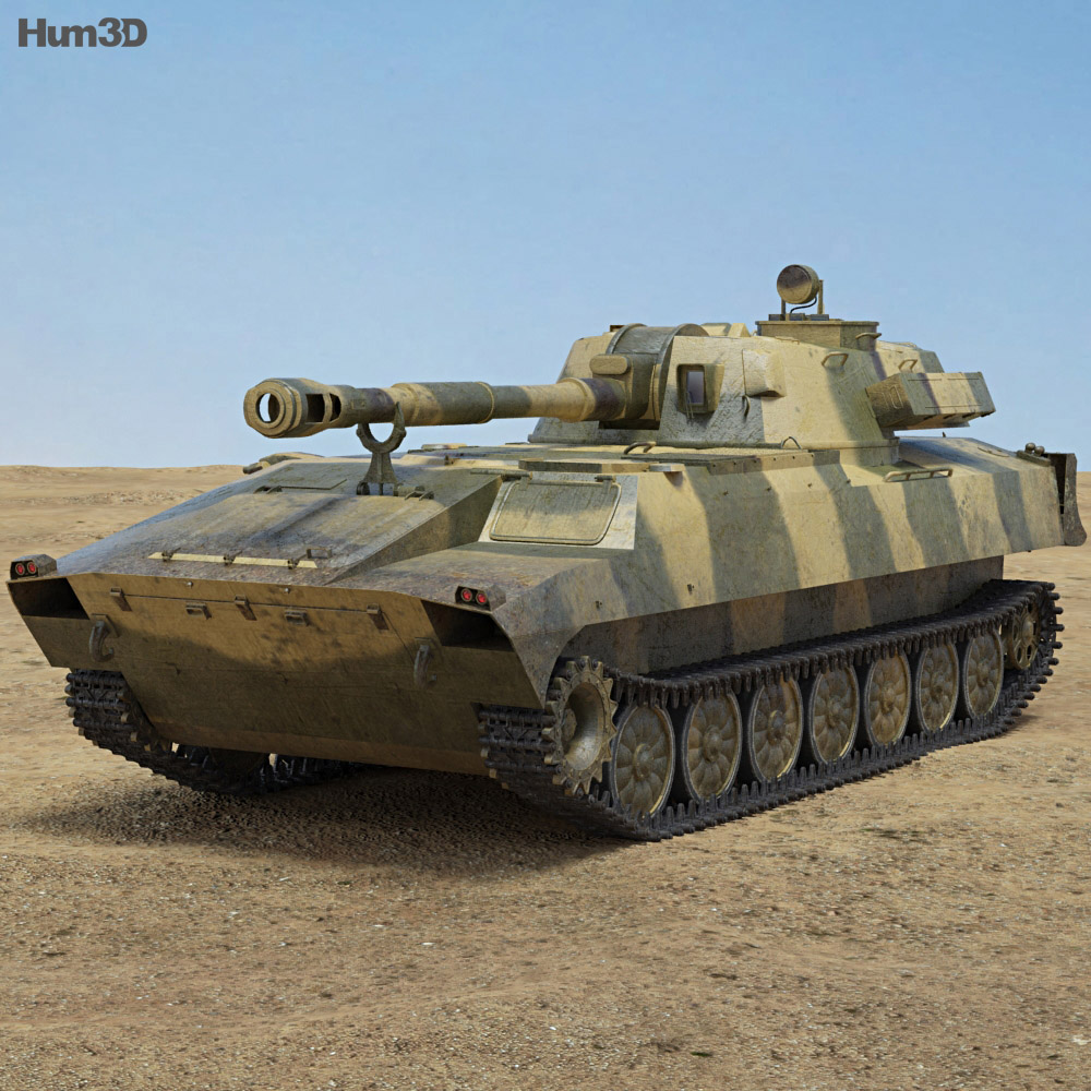 2S1 グヴォズジーカ ソビエト自走榴弾砲 3Dモデル - ダウンロード 砲兵