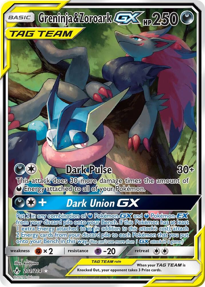 Greninja & Zoroark GX (201) (Alternate Full Art) - SM - Unbroken