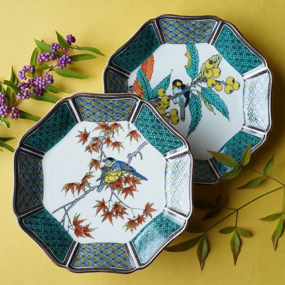 九谷焼 伝統柄 【九谷焼】6.5号皿揃・花鳥絵変り〈5枚〉 |皿や鉢など和