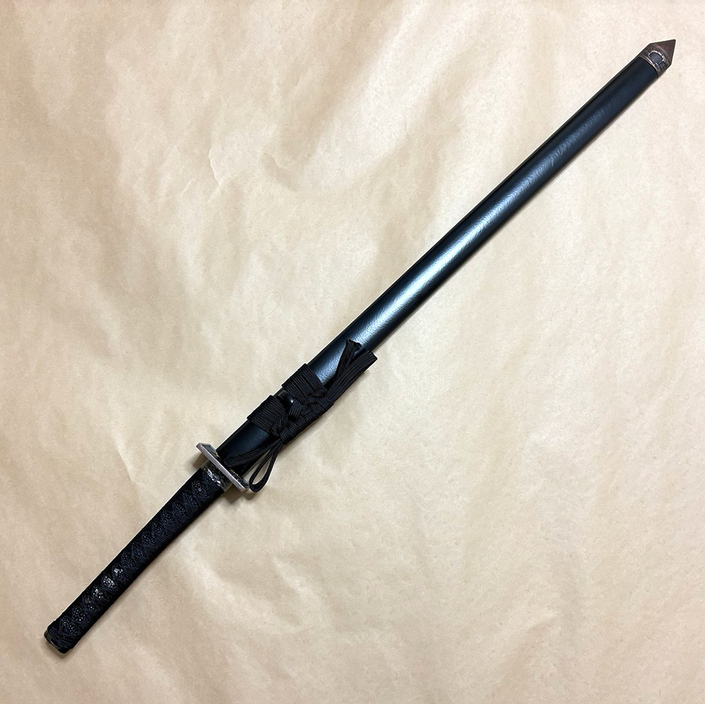 竹光刀 忍者刀（中）違い 拵え｜忍者柄・尖がり鐺（錆焦茶風）・軽量