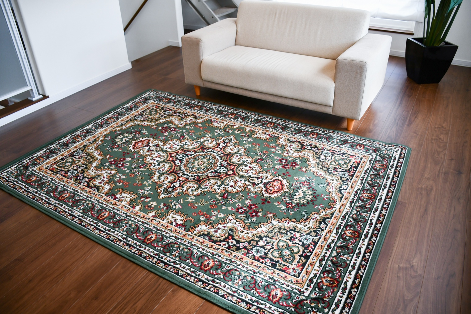 カーペット 4畳 3畳 ラグ ベルギー 絨毯 じゅうたん おしゃれ 赤 緑