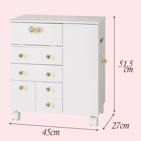 楽天市場】【直送】コスメワゴン ドレッサーワゴン ホワイト 鏡台