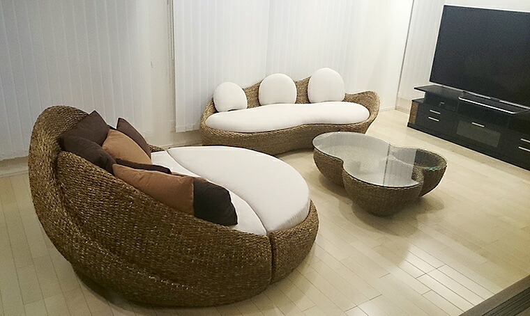 楽天市場】高品質 ウォーターヒヤシンス アジアン テーブル ロー