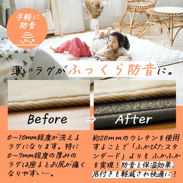 楽天市場】送料無料 防音 ふかふか下敷き専用 ラグ ふかぴたPLUS[厚手
