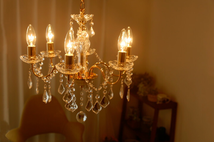 楽天市場】シャンデリア 【 Tiara / ゴールド 】 6灯 LED電球