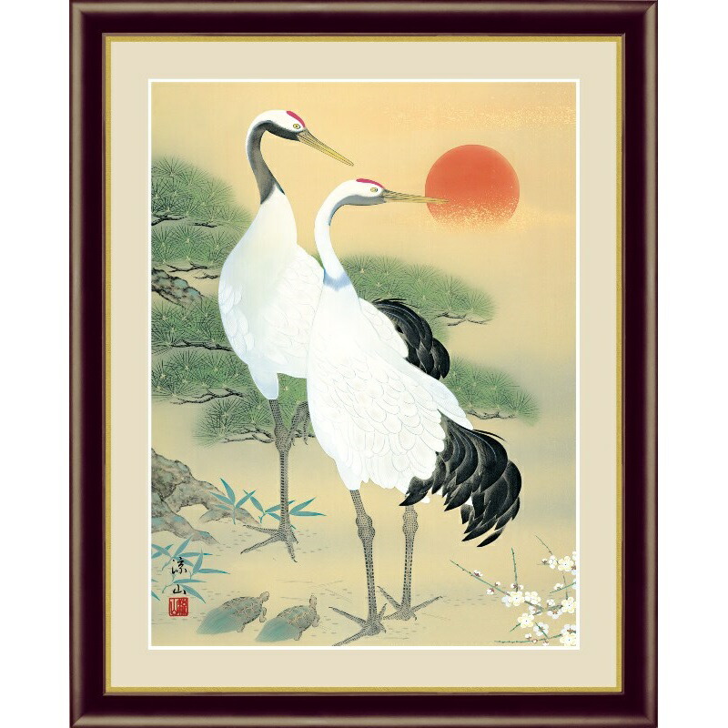 楽天市場】額絵 日本画 慶祝画 【松竹梅鶴亀】 久米涼山 G4-BT030