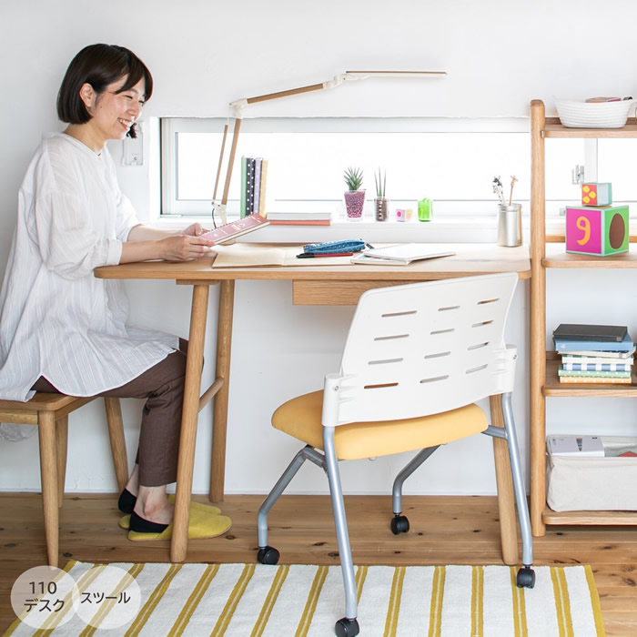 楽天市場】デスク 木製 W110cm 幅110cm オーク無垢材 オーク材 デスク