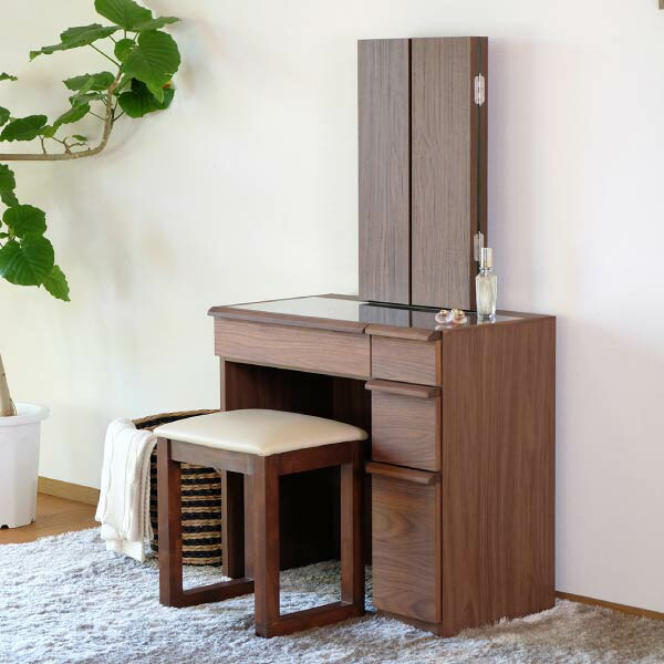 楽天市場】ドレッサー 3面鏡 完成品 化粧台 鏡台 スツール付き 椅子