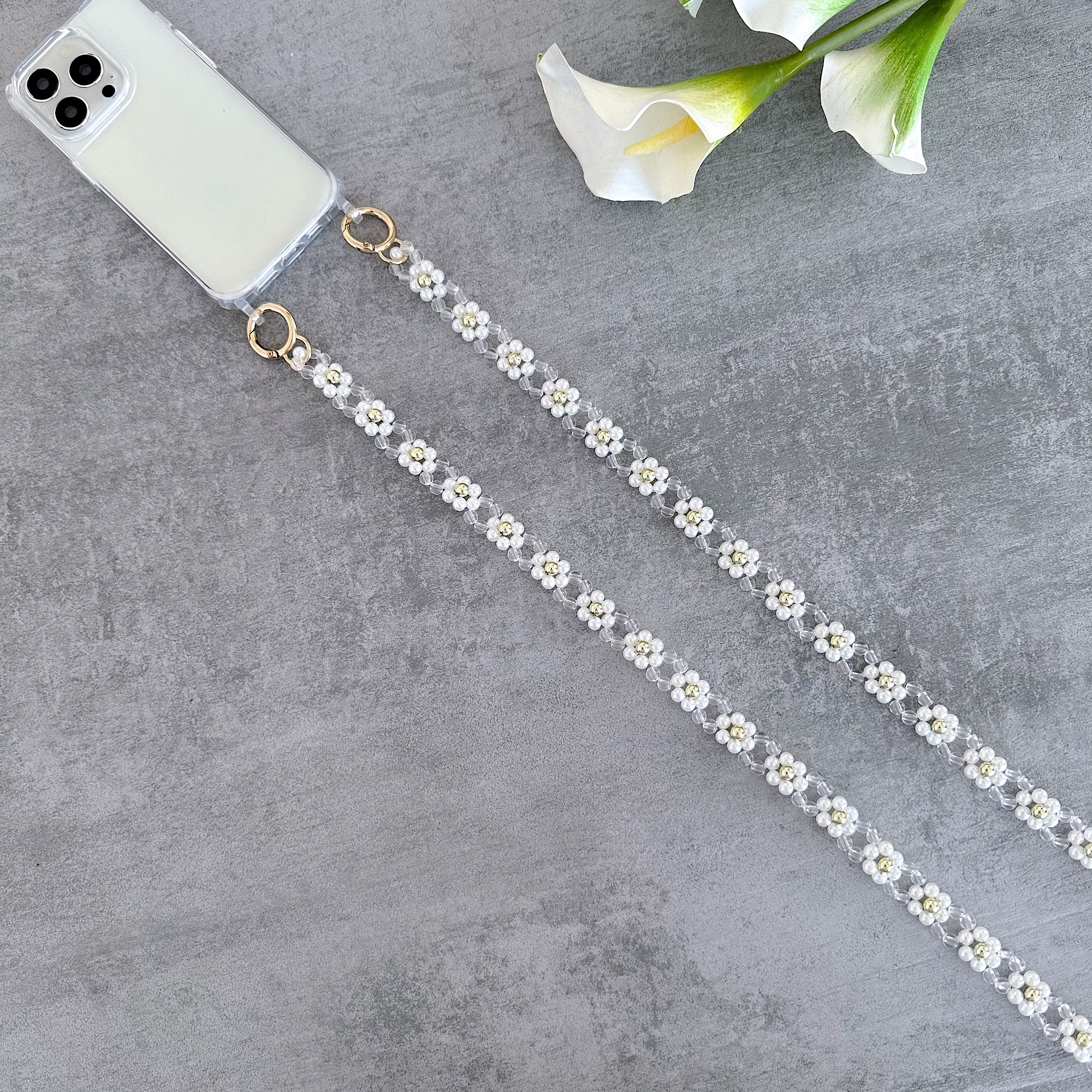 楽天市場】【フラワーモチーフ】iPhoneパールストラップ 軽量タイプ 2