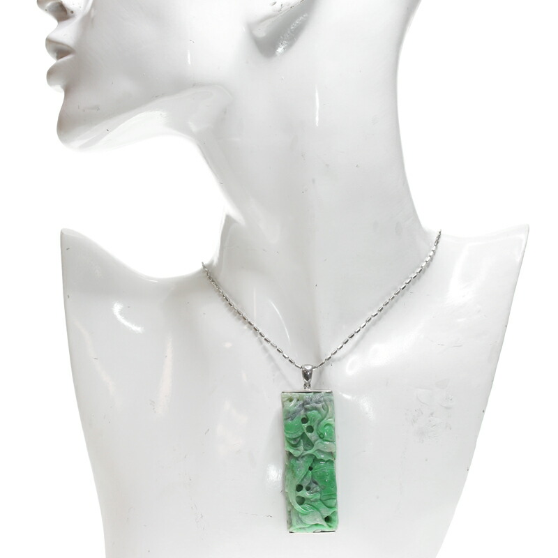 楽天市場】翡翠彫刻 54.4mm×20.4mm ペンダント ネックレス PT850/900