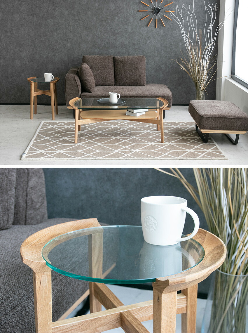 楽天市場】【送料無料】 サイドテーブル オーク 天然木 円形 丸型