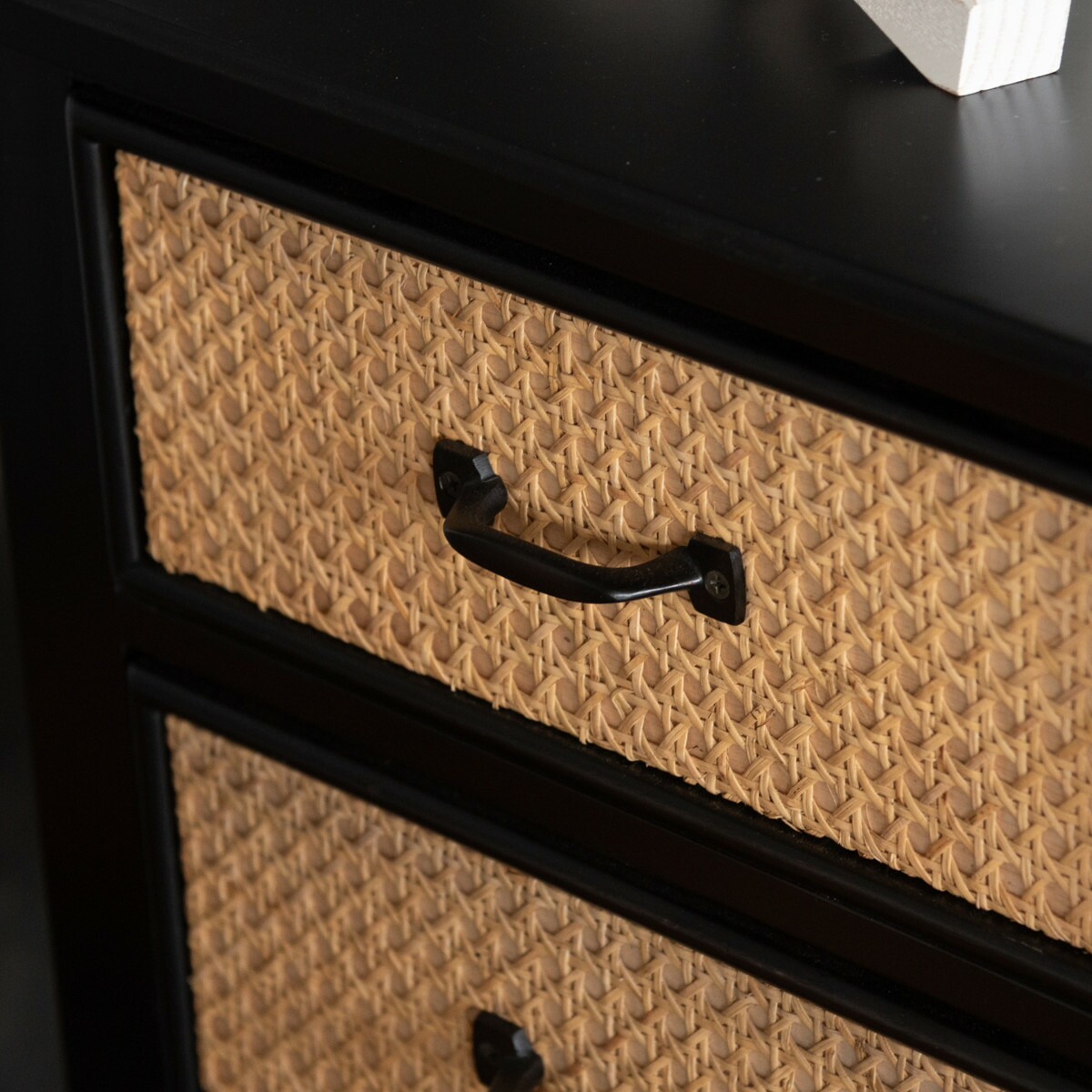 楽天市場】チェスト 4段5杯 エスニック調 ラタン張り 幅80cm （ 収納