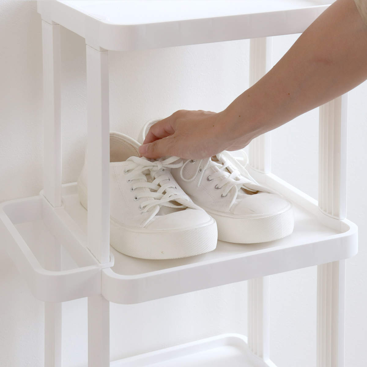 楽天市場】シューズラック スリム 省 スペース 4段 傘置き付き 組立