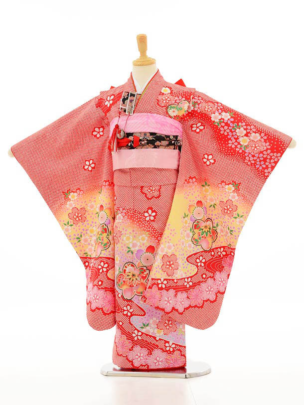 楽天市場】七五三 着物 7歳 フルセット レンタル 女の子 7139 赤しぼり