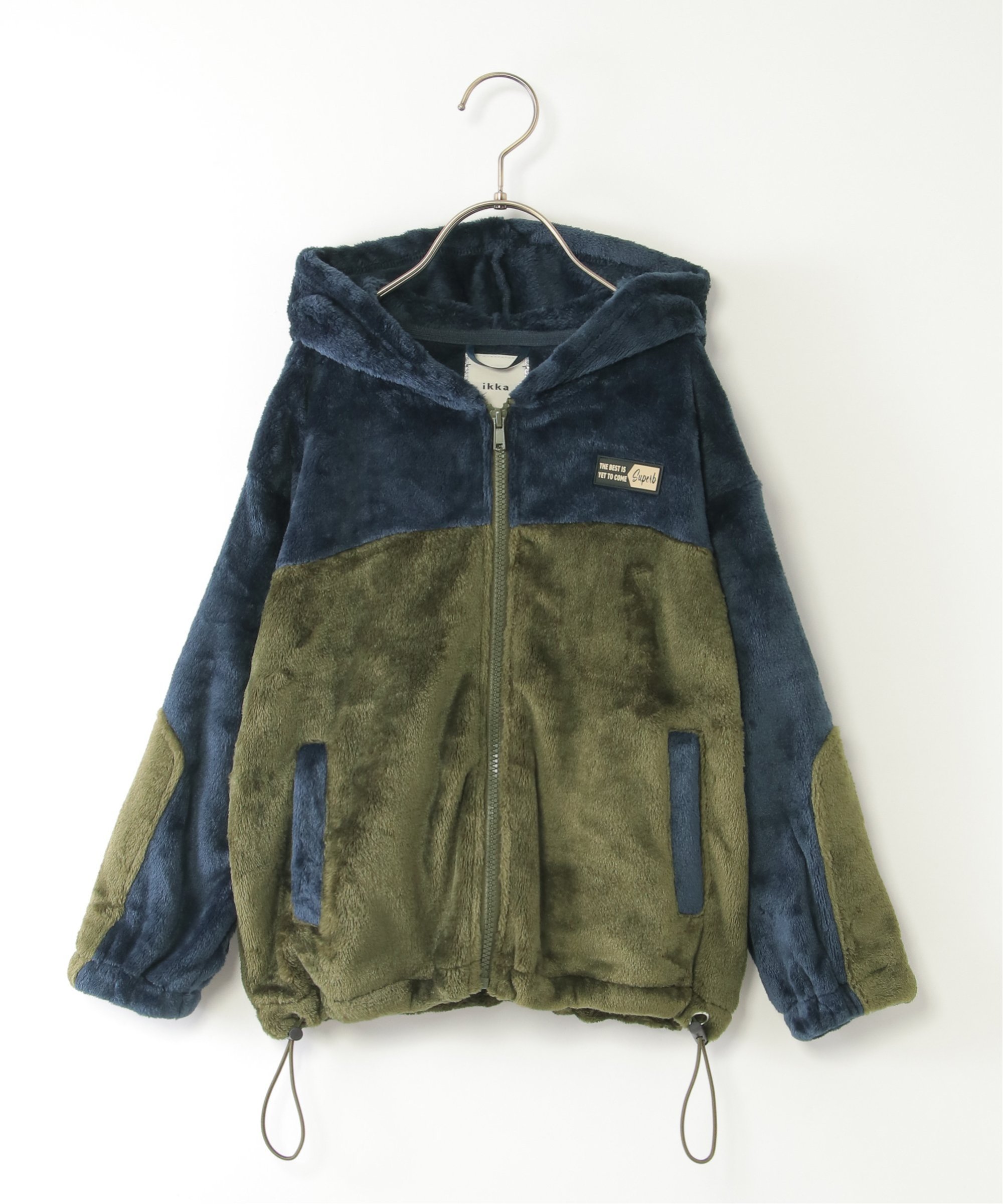 ikka｜ファーフリース胸切り替えジップパーカー(110~160cm) | Rakuten