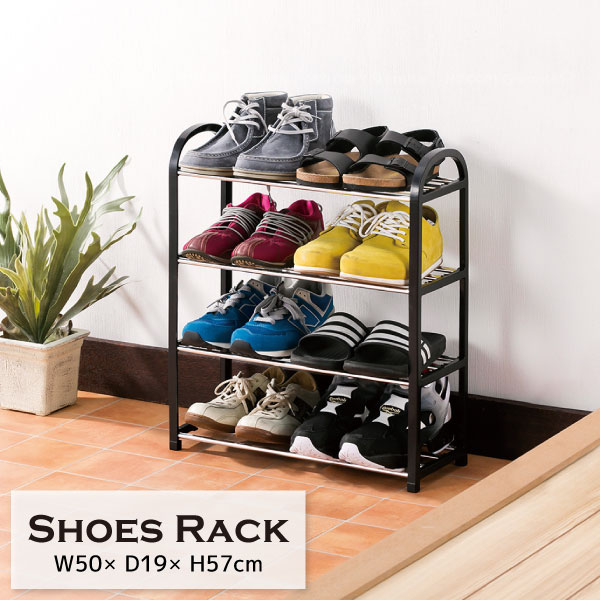 楽天市場】シューズラック 4段 N1-SR50BK / 玄関 靴 シューズ ラック