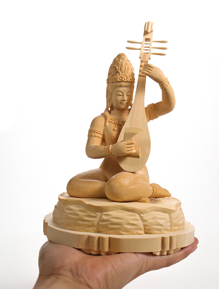 楽天市場】【総高24cm】弁財天 仏像 木彫り 置物 仕様：無垢 / 素材