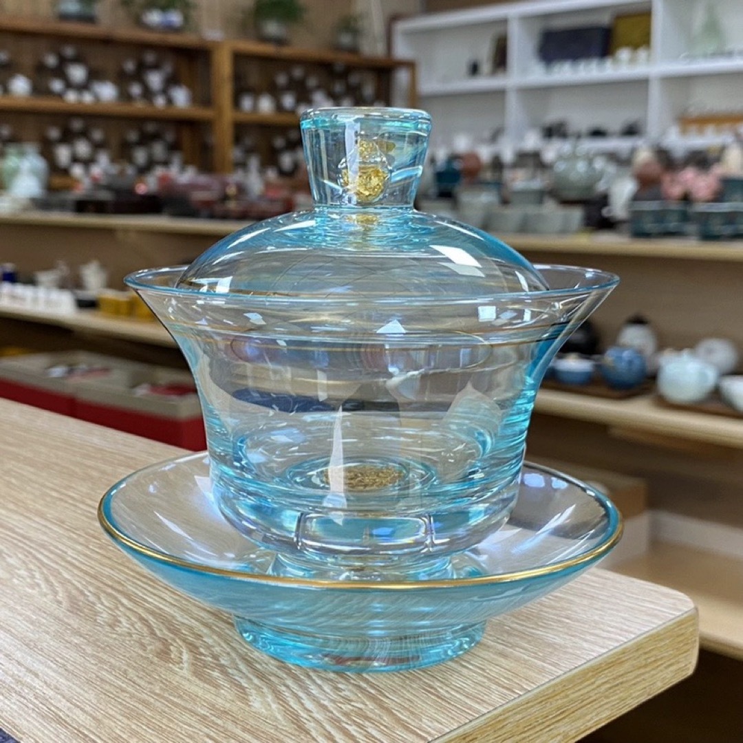 楽天市場】A039560高級 蓋碗 茶杯セット 金箔入れ おしゃれ 耐熱ガラス