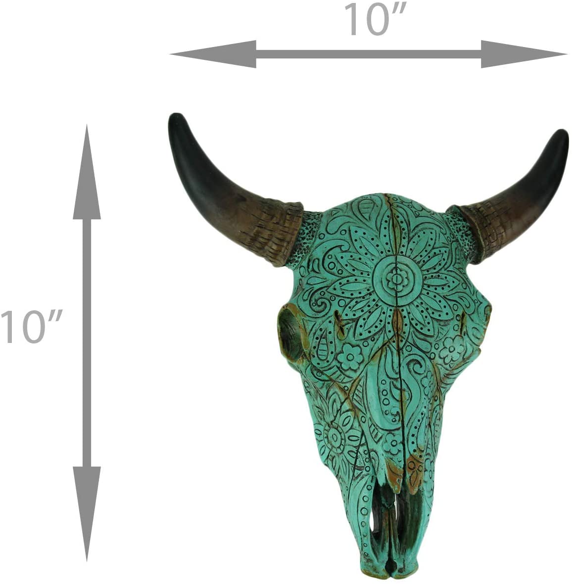 楽天市場】ターコイズ色花柄が刻まれたブル（雄牛）スカル頭蓋骨 壁