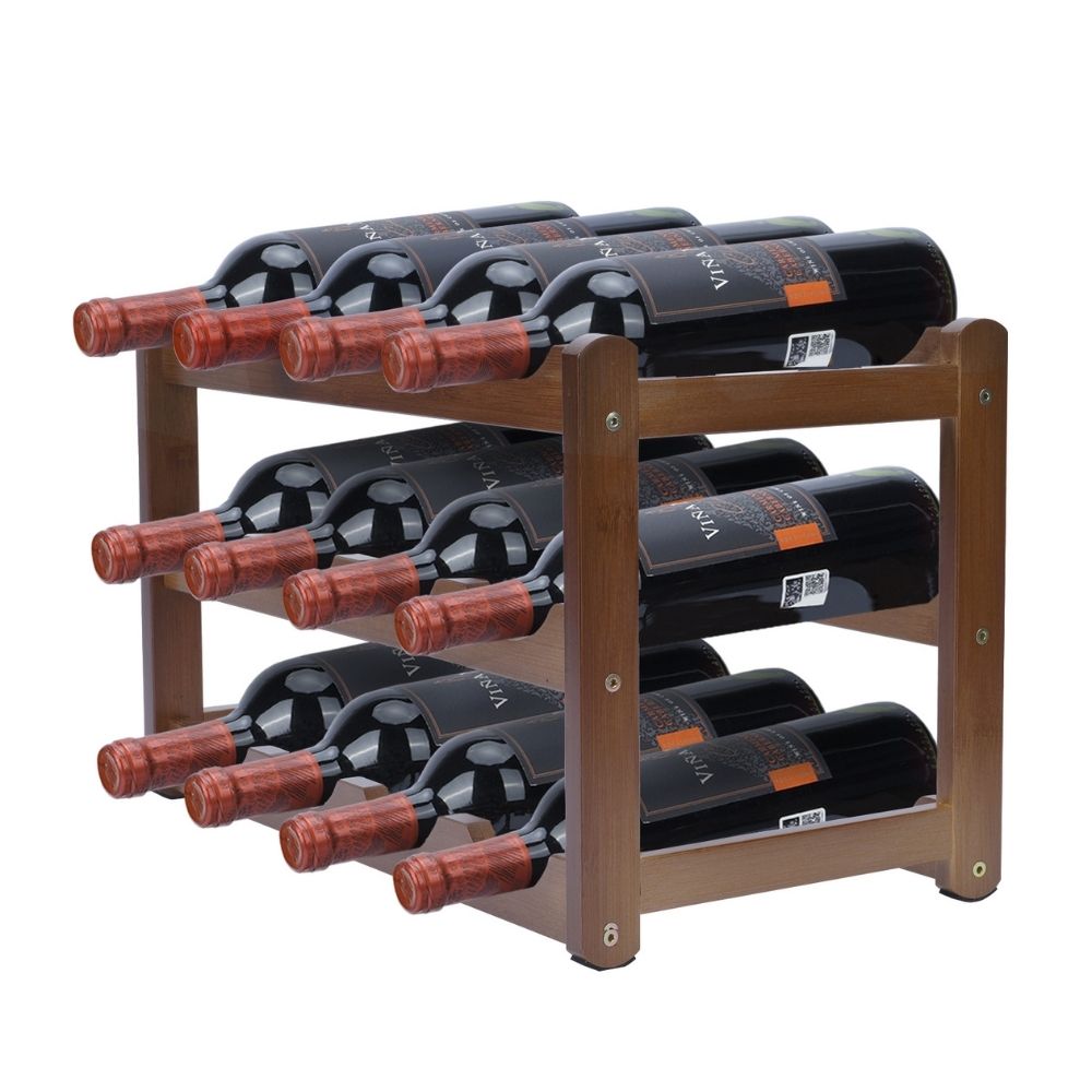 楽天市場】【楽天1位受賞】 天然竹製 ワインラック 3段 12本収納
