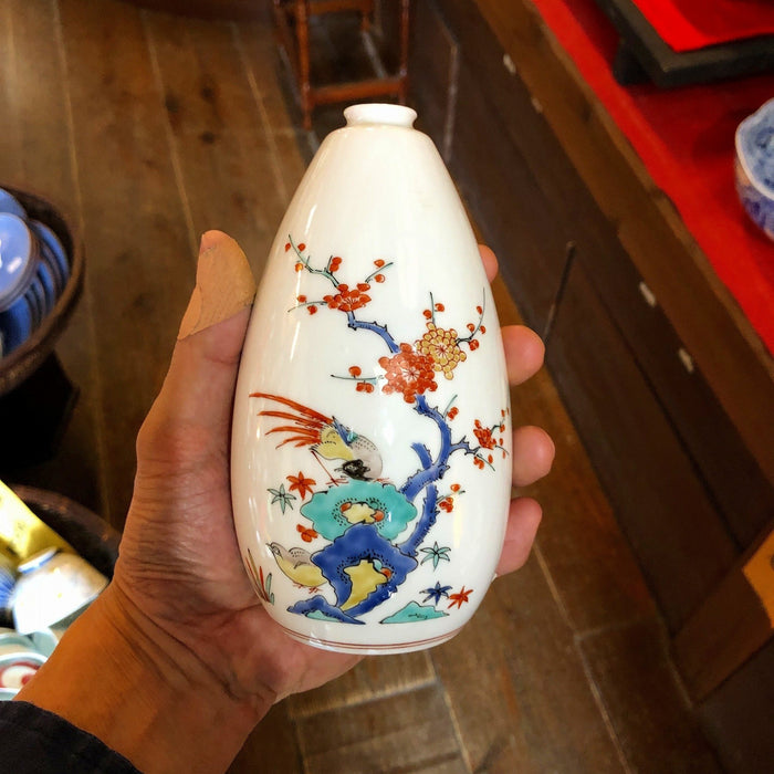 15代柿右衛門窯窯物 錦手 錦梅鳥文一輪生(木箱なし)【限定1】 — 佐賀