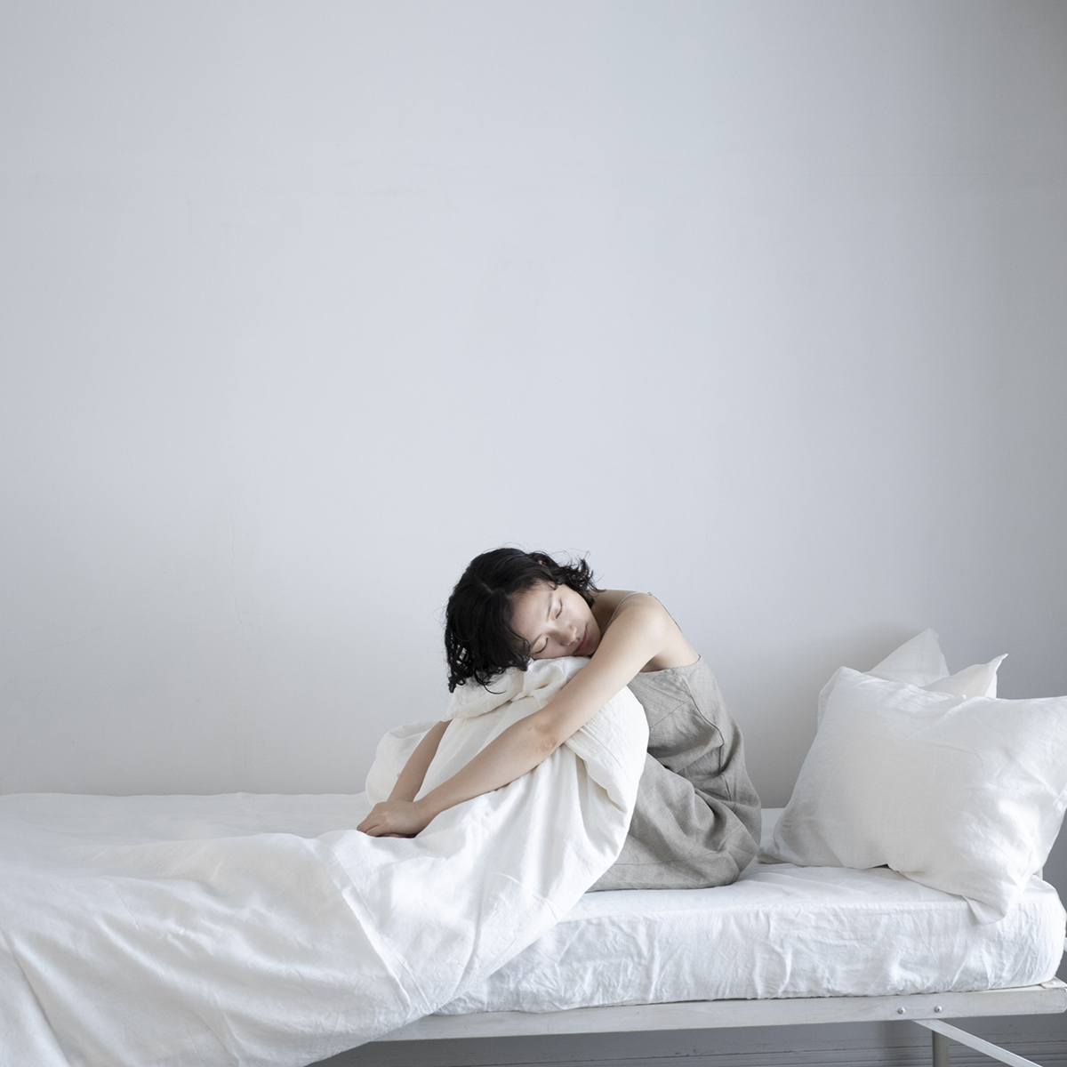 リネンコンフォーターケースシングル ホワイト（さらさら） - fog