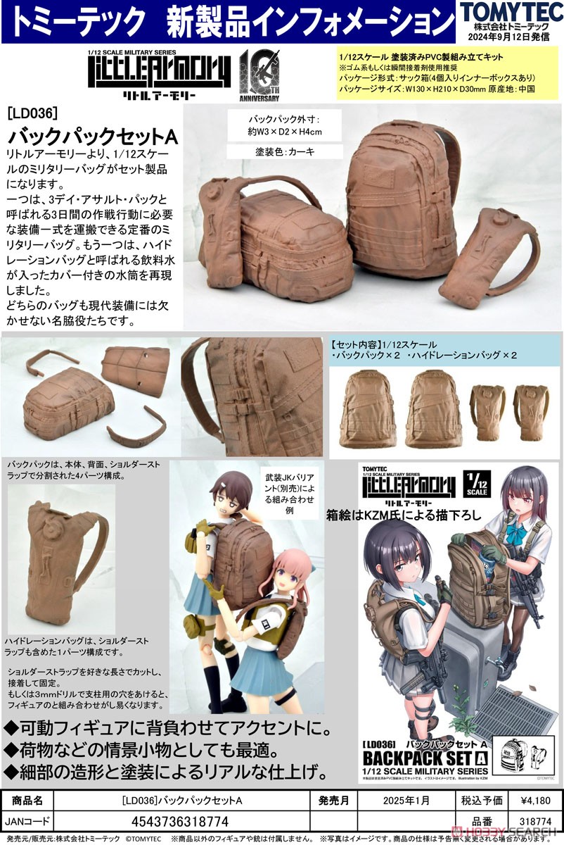 1/12 Little Armory (LD036) バックパックセットA (プラモデル