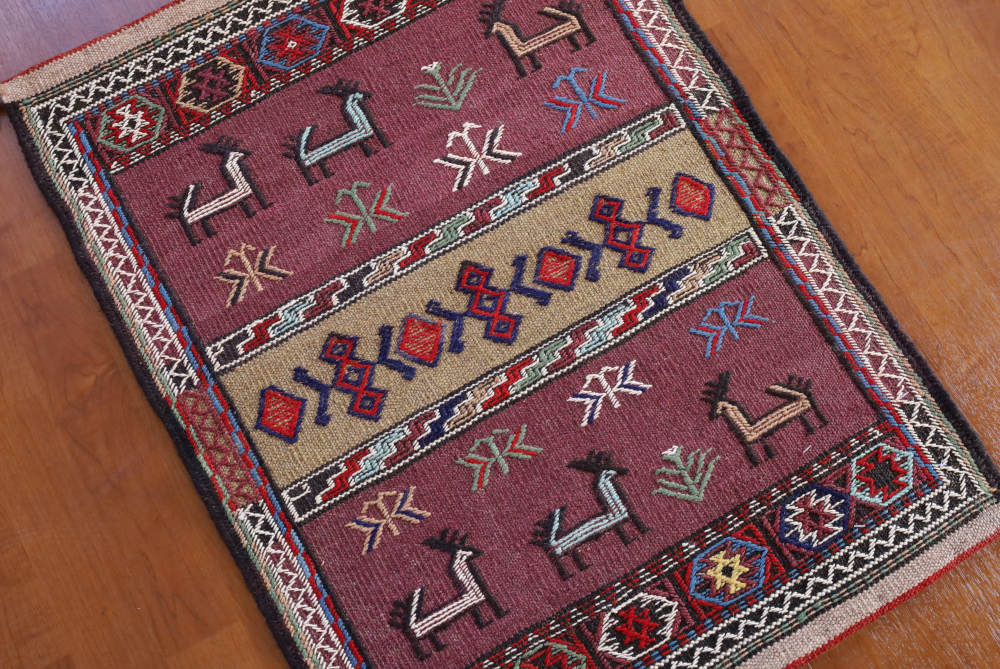 キリム玄関マット（紫）・イラン、グーチャン産 ジジムり 80×60cm