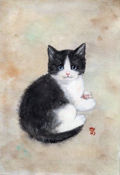 はちわれ子猫2」 by 野尻春海｜Artmeter｜暮らしを彩るアートが