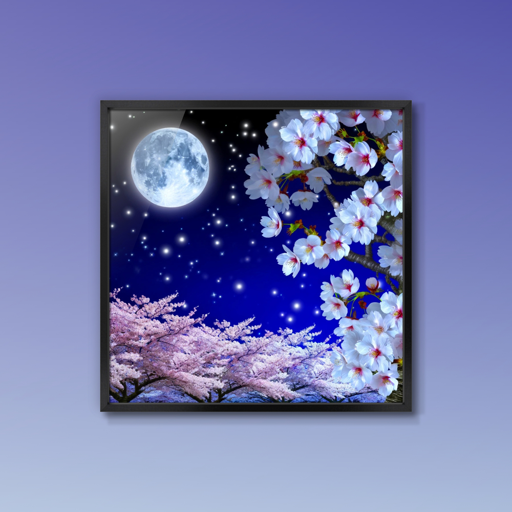 満月と桜の競演 - 幻想的な夜桜の世界へようこそ」 | the blue season
