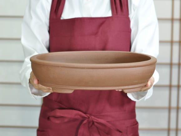 紫泥鉄鉢 丸形盆栽鉢 10号 鉢幅30cm×奥行き24cm×高さ7cm を販売｜盆栽