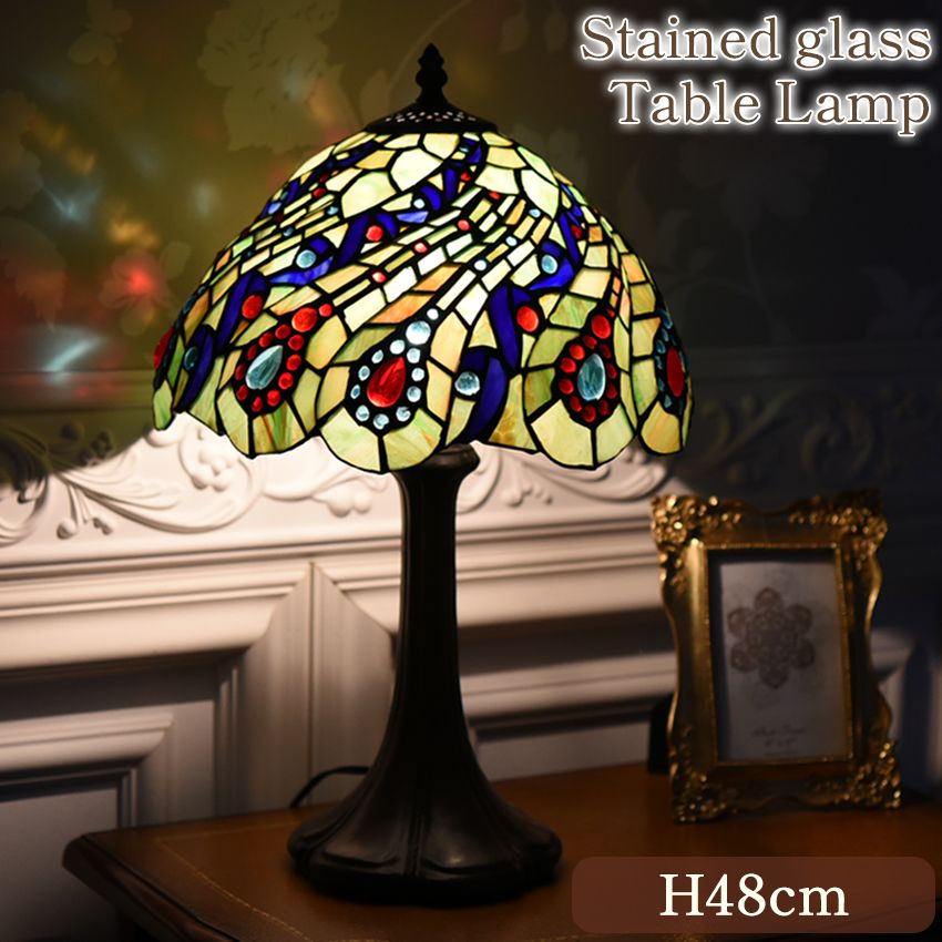 ティファニー スタイル 孔雀 テーブルランプ 高さ48cm | ロココ調家具