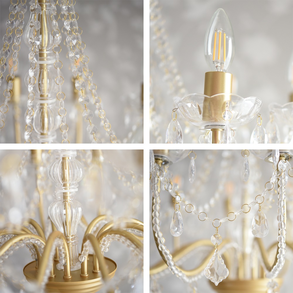 LED電球付 12灯 シャンデリア エレガントゴールド 簡単取付 幅74cm