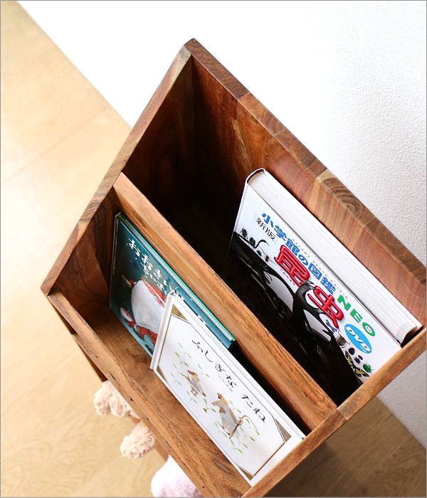 マガジンラック チーク おしゃれ 無垢材 オープンラック 天然木