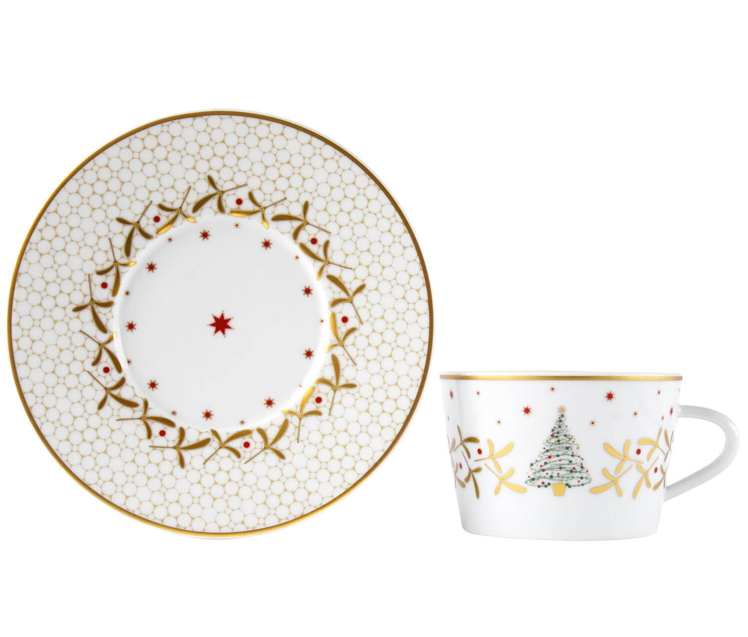 ベルナルドの“クリスマス”プレート＆マグカップ、ツリーや星々を描いた