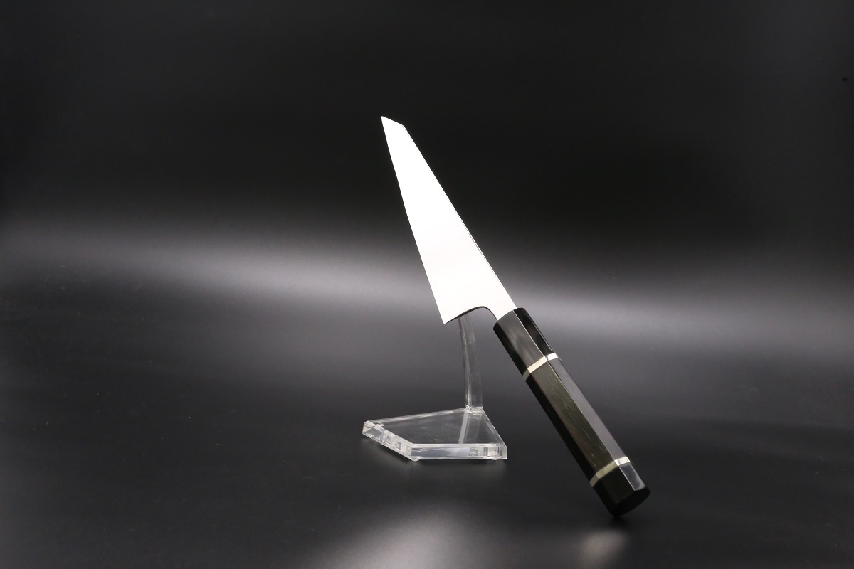 骨スキ V金10号 150mm 全鋼本焼 全鏡面 黒檀柄-歌舞伎ナイフ