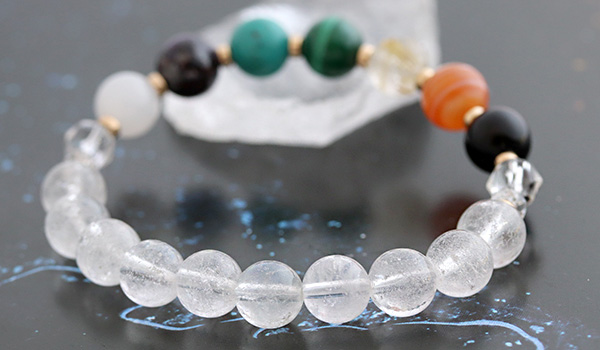 ☆]厄除けブレス【ヒマラヤ水晶Ver.2】（モリオン・サードオニクス