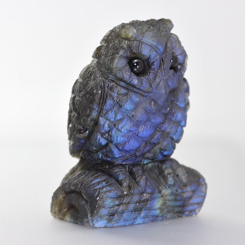 マダガスカル産]ラブラドライト彫刻フクロウ（置物） - 埼玉県吉川市の
