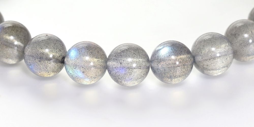 高品質++]ラブラドライトブレスレット（約8mm玉・ブルー系シラー