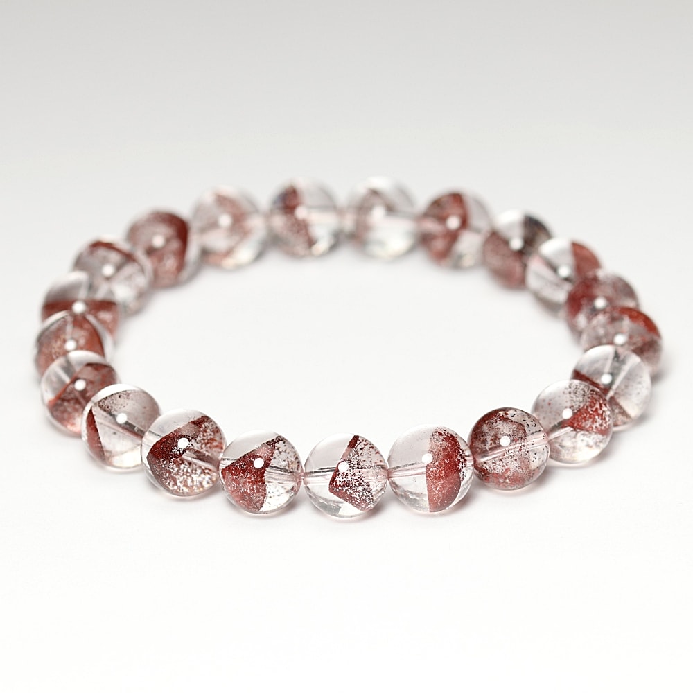 トップクォリティ]レッドファントムクォーツブレスレット（約9mm玉
