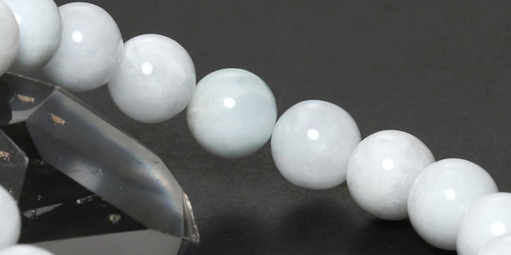 高品質]ホワイトアイスラリマーブレスレット（約10mm玉） - 埼玉県吉川