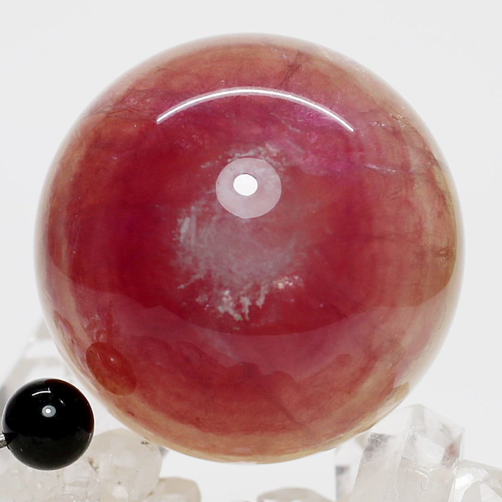 高品質]ピンクパープル＆レモンイエローフローライト丸玉/蛍石スフィア