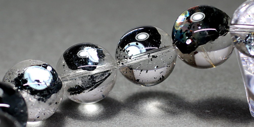 トップクォリティ] ヘマタイトインクォーツブレスレット/板状結晶（約