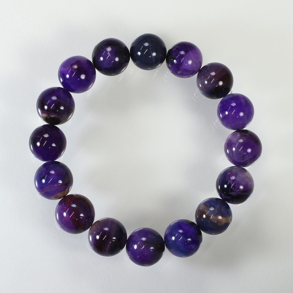 高品質]パープルスギライトブレスレット（約13mm玉・この大きさでこの