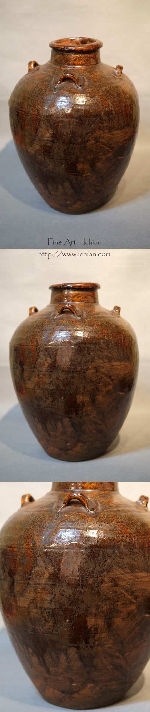 古瀬戸 祖母懐 茶壷 鉄釉四耳壺 室町～桃山期 大名品 :: ichian