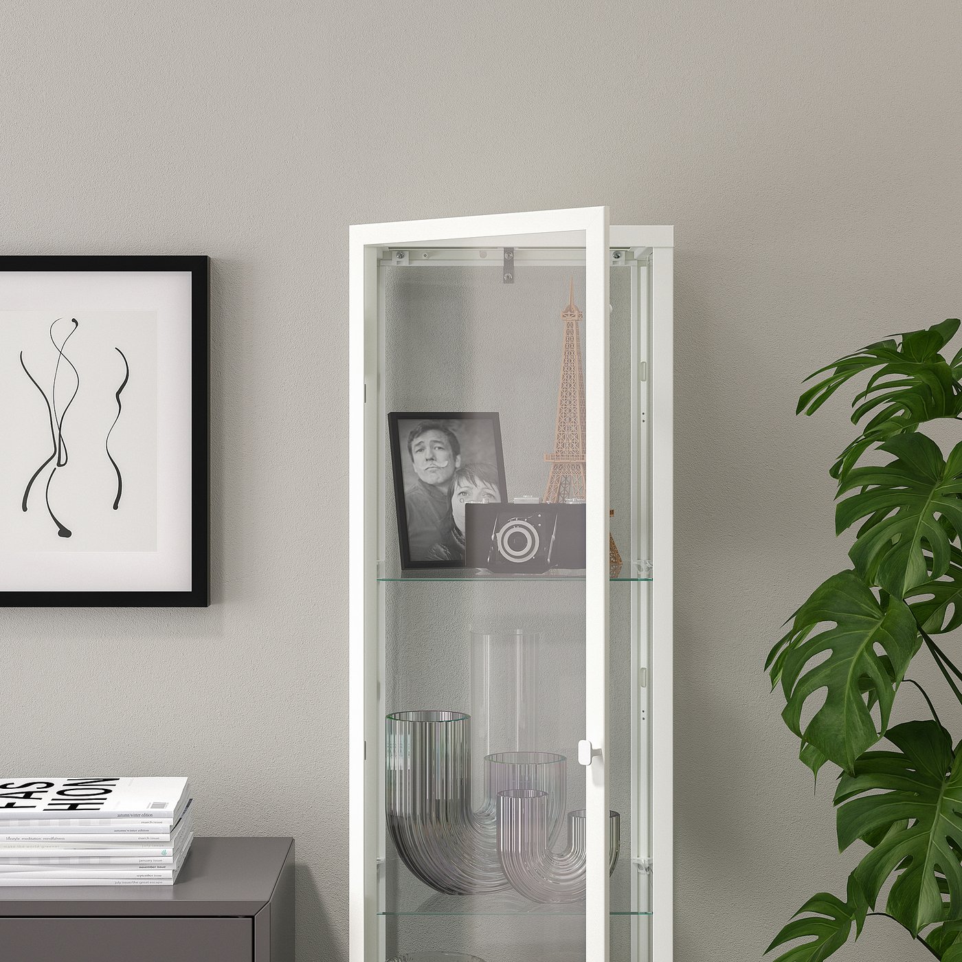 BLÅLIDEN glass-door cabinet, white, 133/4x125/8x591/2