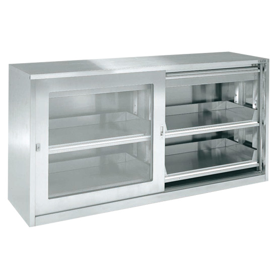 SU-181 サカエ ステンレス保管ユニット ガラス引違い戸 スライド棚 幅